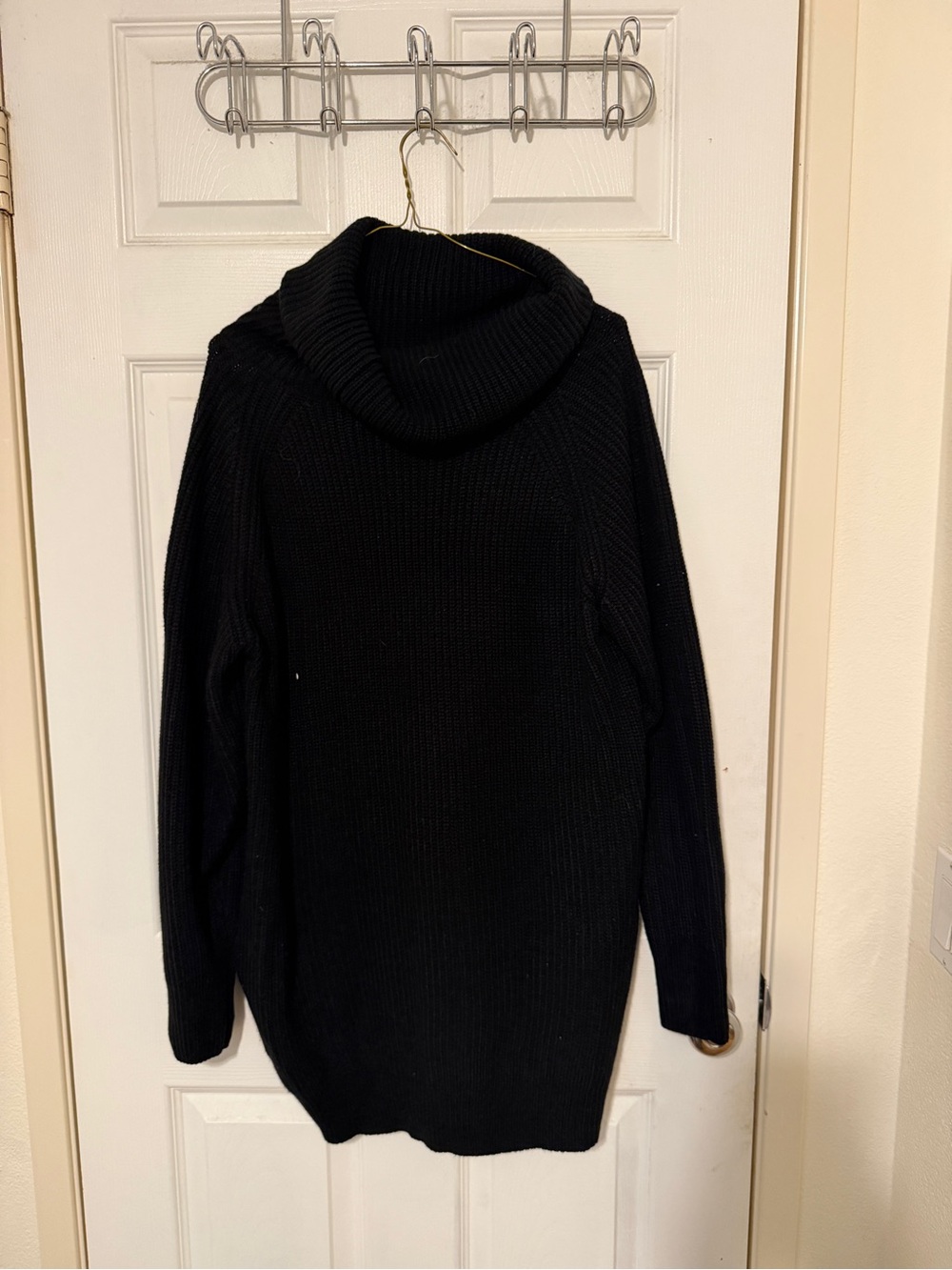 Womens Black Ribbed Knit Cowl Neck Pullover Sweater Long Sleeve Solid XL